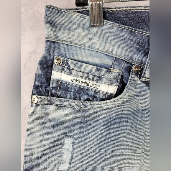 Ecko unltd Relaxed Cotton crystal hole  men shorts Size 42 - Picture 4 of 12